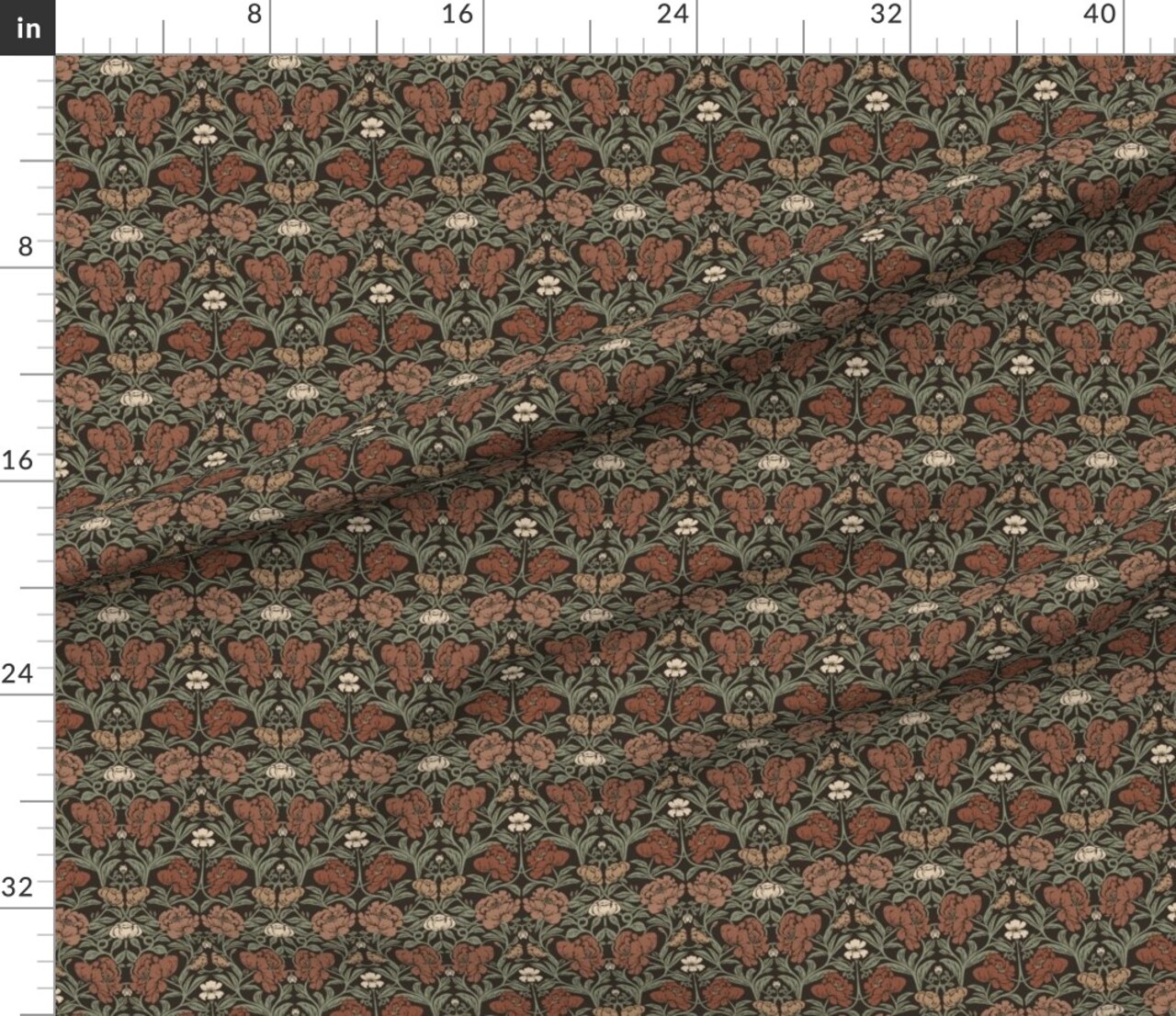 Various Fabrics by the Yard or Fat Quarter Victorian Moody Floral Botanical Art Nouveau Edwardian Block Print Heritage Floral Modern Farmhouse Vintage Antique Vines Peony Rose Flowers Custom Printed Fabric by Spoonflower